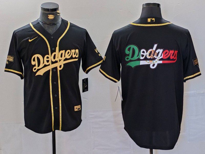 Men Los Angeles Dodgers Blank Black gold Fashion Nike Game MLB Jersey style 7064